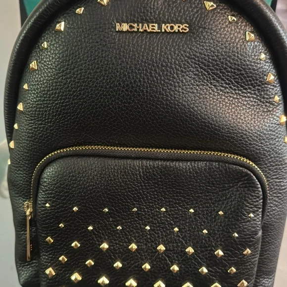 Michael Kors Black Leather Backpack Bag studs - Picture 4 of 10